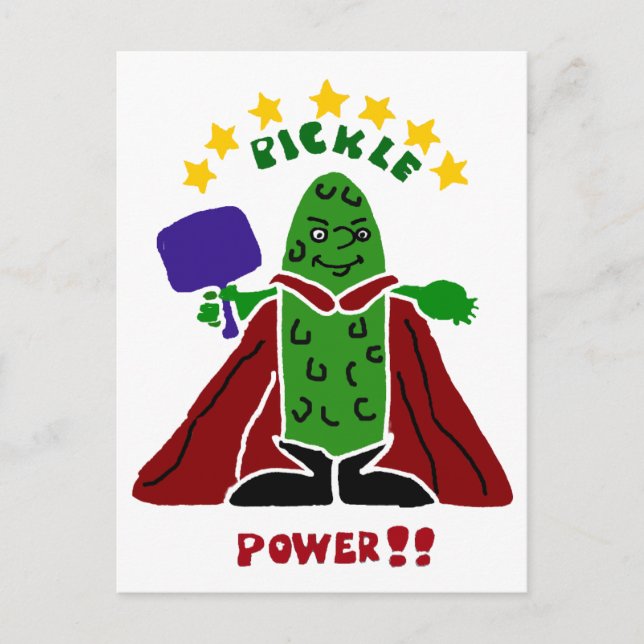 Funny Pickleball Super Hero Pickle Postcard (Front)