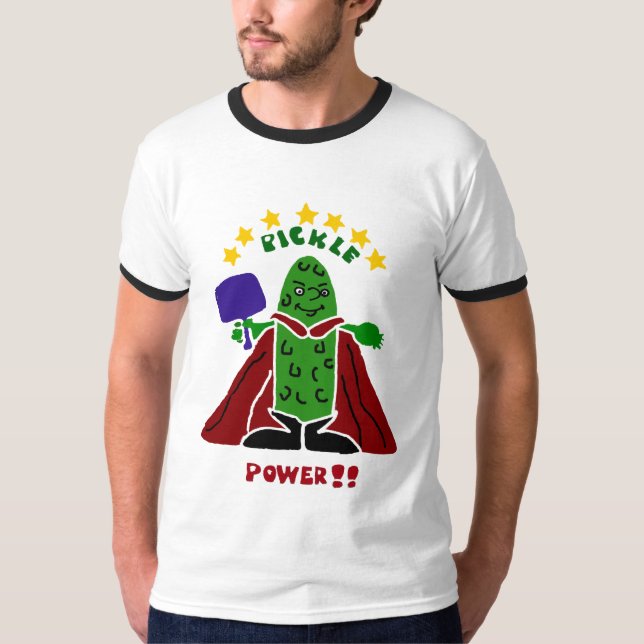 Funny Pickleball Super Hero Pickle T-Shirt (Front)