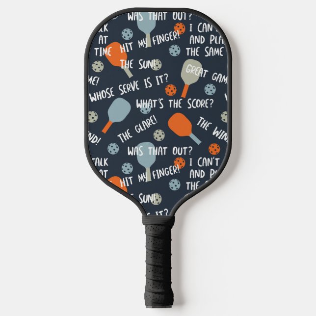 Funny Pickleball Talk Excuses Blue Orange Paddle (Front)