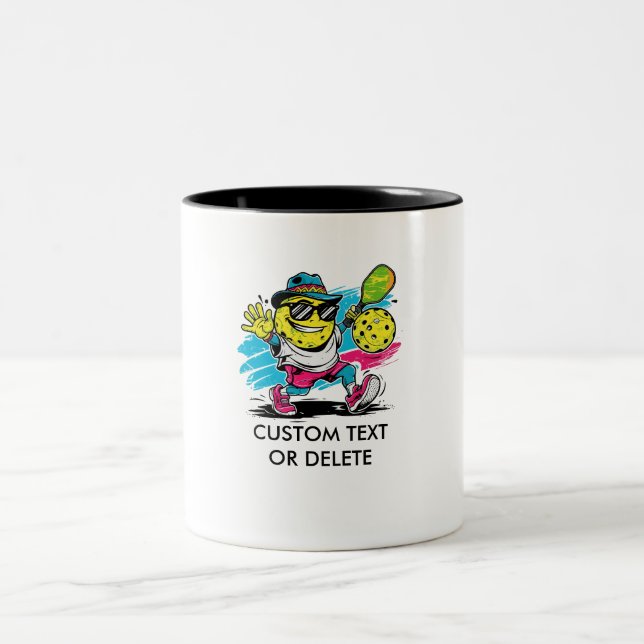 funny pickleball Two-Tone coffee mug (Center)