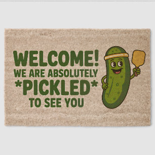 Funny Pickleball Welcome Absolutely Pickled Fiber Doormat