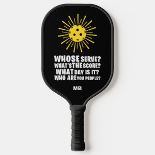 Funny Pickleball Whose Serve Monogram Initials Paddle