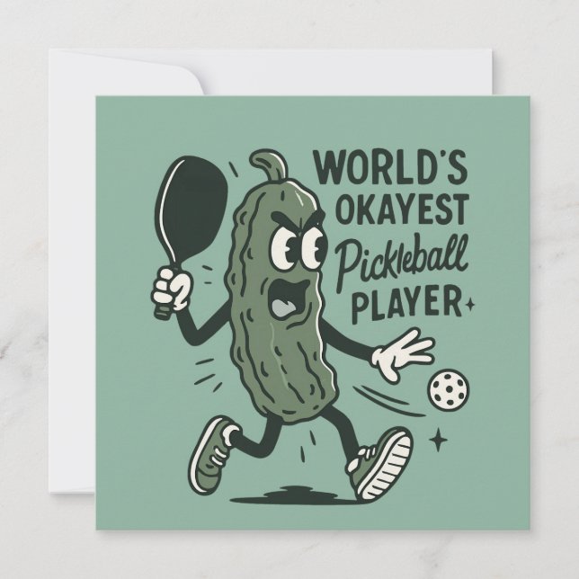 Funny Pickleball World's Okayest Pickleball Player Card (Front)