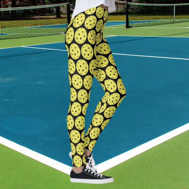 Funny Pickleball Yellow Ball and Black Sports Leggings (Creator Uploaded)
