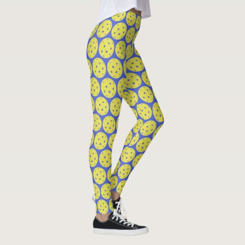 Funny Pickleball Yellow Ball and Blue Sports Leggings