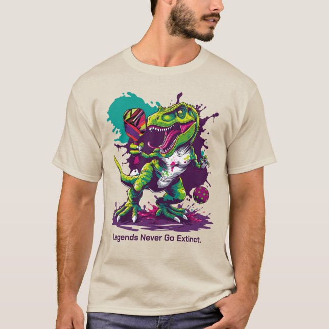 Funny Pickleballasaurus Rex T-Shirt (Front)
