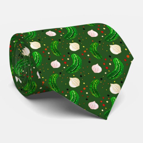 Funny Pickles Gherkins  Pickled Onion Pattern Neck Tie