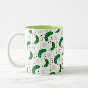 Funny Pickles Gherkins & Pickled Onion Pattern Two-Tone Coffee Mug