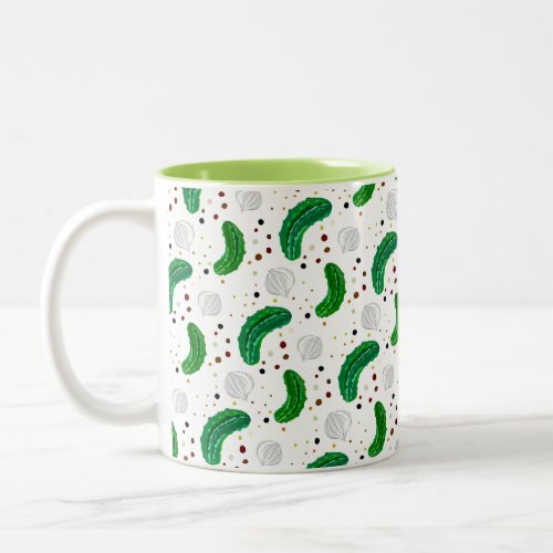 Funny Pickles Gherkins  Pickled Onion Pattern Two_Tone Coffee Mug