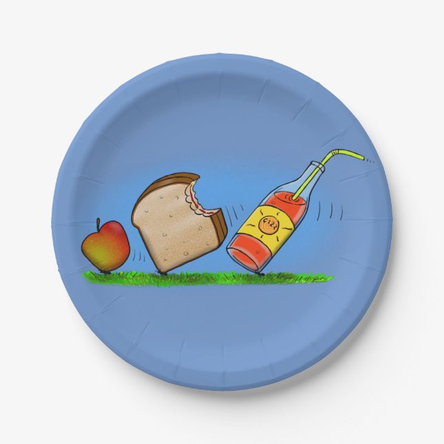 Funny picnic ants cartoon picture paper plates (Front)