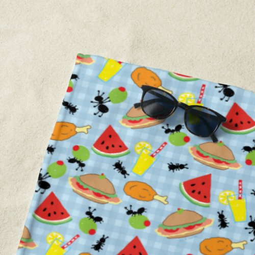 Funny Picnic Food Beach Towel