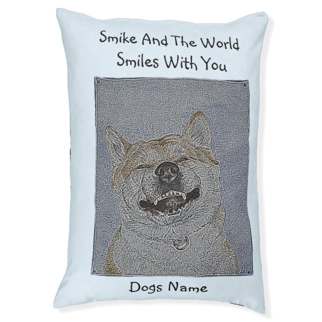 funny picture of akita smiling with dog slogan pet bed (Front Vertical)