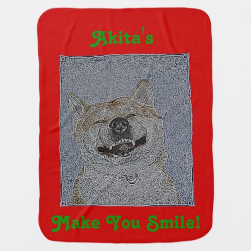 funny picture of akita smiling with slogan dog stroller blanket