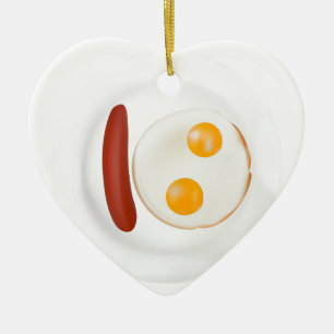 Funny picture of scrambled eggs with sausage ceramic ornament