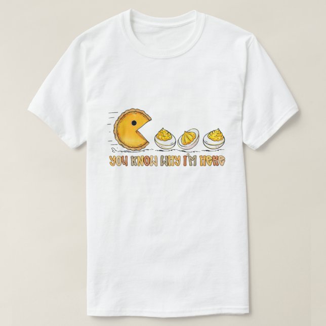 Funny Pie And Deviled Eggs Thanksgiving Art T-Shirt (Design Front)