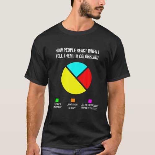 Funny Pie Chart How People React Colorblind T_Shirt