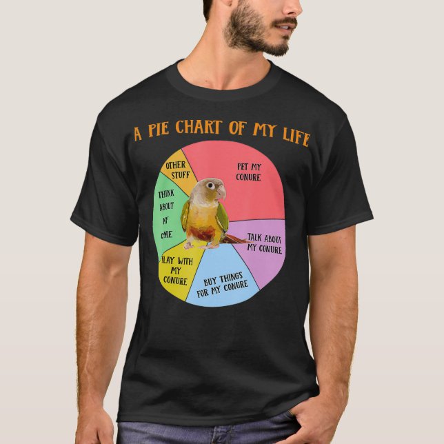 Funny Pie Chart Of Life Pineapple Conure Parrot T-Shirt (Front)