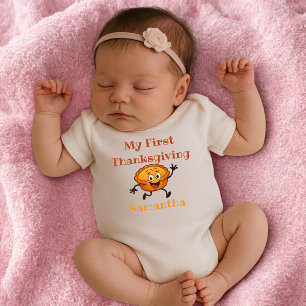 Funny Pie My First Thanksgiving Baby Bodysuit