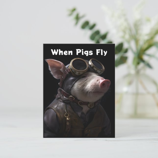 Funny Pig as Pilot Postcard (Standing Front)