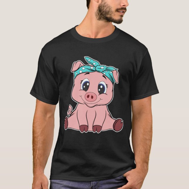 Funny Pig Bandana Cute Little Piggy lovers Gift T-Shirt (Front)