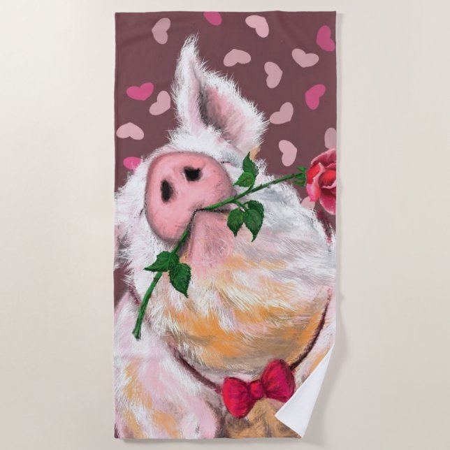 Funny Pig Beach Towel (Front)