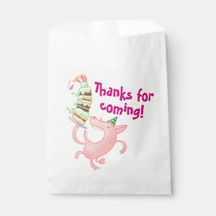 Funny Pig Birthday Cake Thanks For Coming! Cartoon Favor Bag