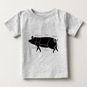 Funny Pig Butcher Chart Diagram Baby T-Shirt