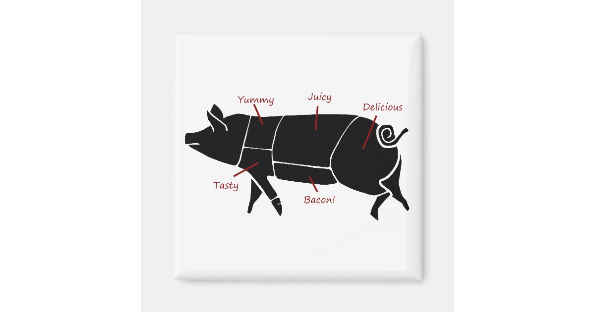 Funny Pig Butcher Chart Diagram Magnet