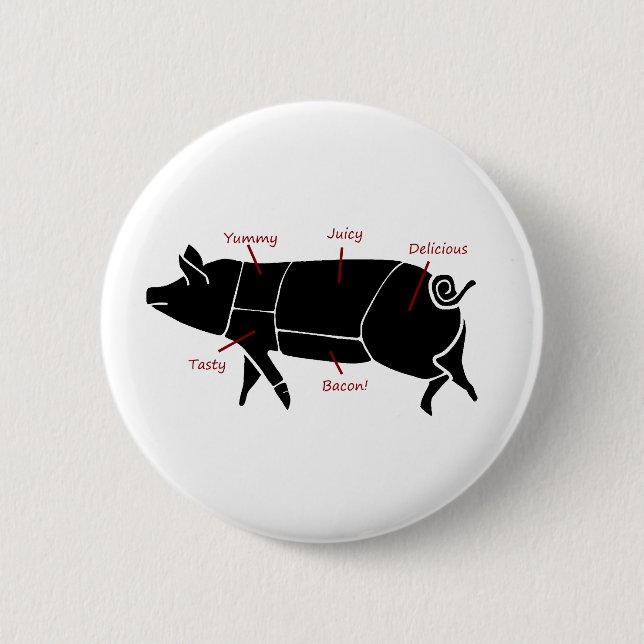 Funny Pig Butcher Chart Diagram Pinback Button (Front)