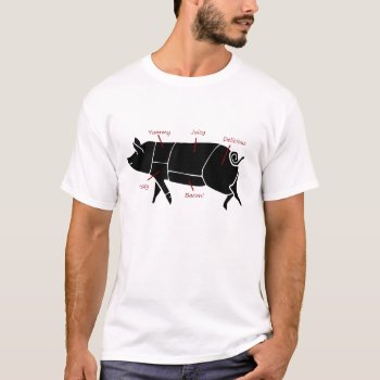 Funny Pig Butcher Chart Diagram T-shirt by RedneckHillbillies at Zazzle