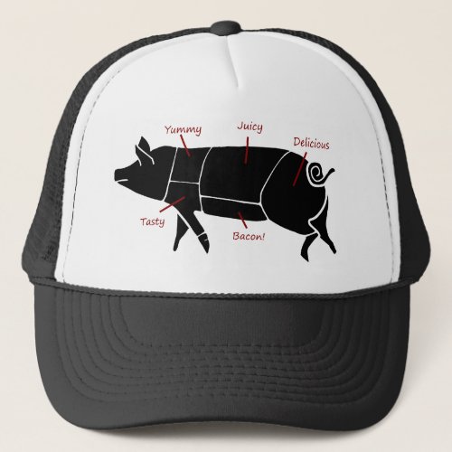 Funny Pig Butcher Chart Diagram Trucker Hat