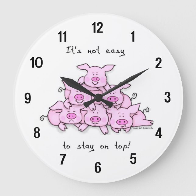 Funny Pig Cartoon Wall Clock (Front)