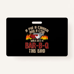 Funny Pig Chicken Cow Bar B Q Bbq Chef Cookie Cook Badge