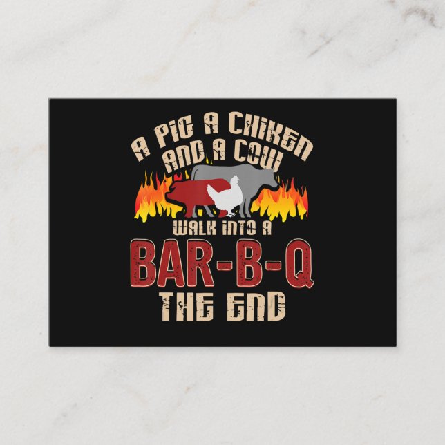 Funny Pig Chicken Cow Bar B Q Bbq Chef Cookie Cook Business Card (Front)