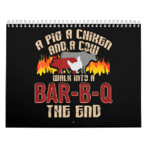 Funny Pig Chicken Cow Bar B Q Bbq Chef Cookie Cook Calendar