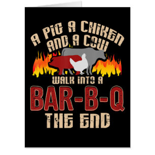 Funny Pig Chicken Cow Bar B Q Bbq Chef Cookie Cook Card