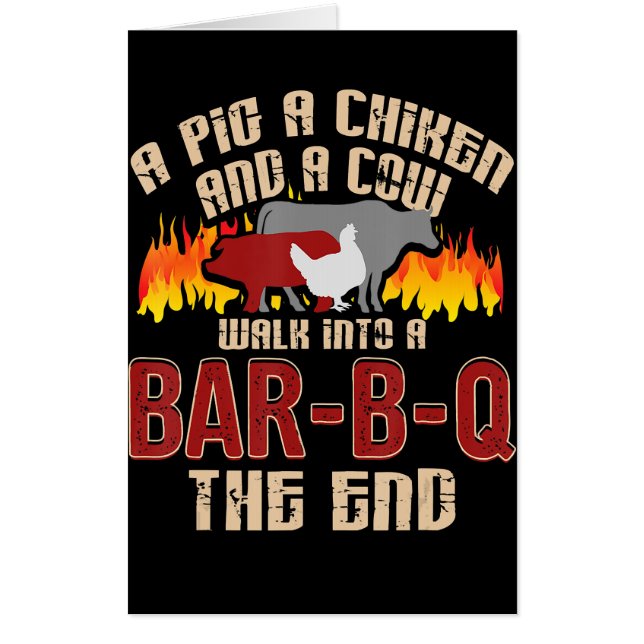 Funny Pig Chicken Cow Bar B Q Bbq Chef Cookie Cook Card (Front)