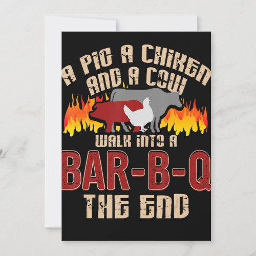 Funny Pig Chicken Cow Bar B Q Bbq Chef Cookie Cook Holiday Card