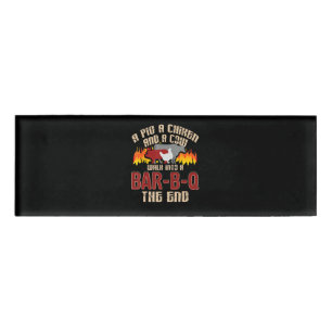Funny Pig Chicken Cow Bar B Q Bbq Chef Cookie Cook Name Tag