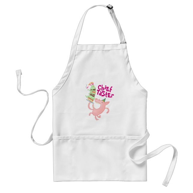 Funny Pig Chief Taster Giant Layer Cake Cartoon Adult Apron (Front)