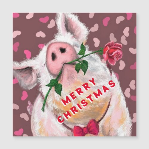 Funny Pig Christmas Card Magnet _ Gentleman