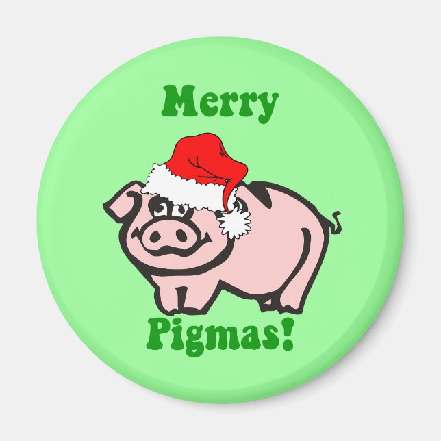 Funny pig Christmas Magnet (Front)