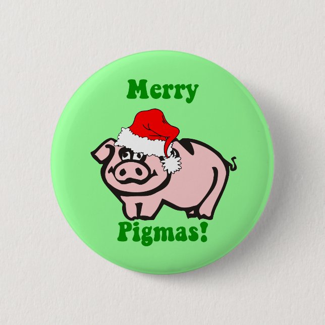 Funny pig Christmas Pinback Button (Front)