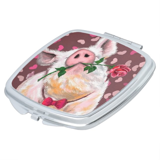 Funny Pig Compact Mirror (Turned)