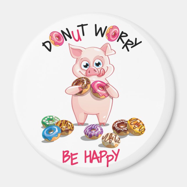 Funny Pig Donut Pun Magnet (Front)