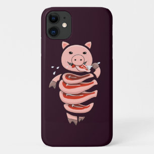 Funny Pig Eating Pork Steaks Creepy Weird iPhone 11 Case