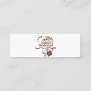 Funny pig eating sweets   choose background color mini business card