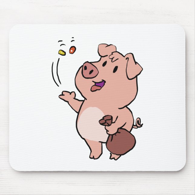 Funny pig eating sweets | choose background color mouse pad (Front)