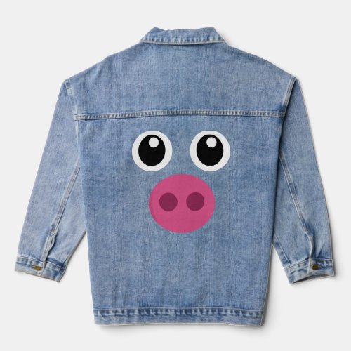 Funny Pig Face Swine Halloween Costume Gift  Denim Jacket
