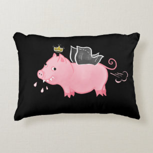 Funny Pig Fairy Cartoon - Cute Flying Pig Magic Accent Pillow